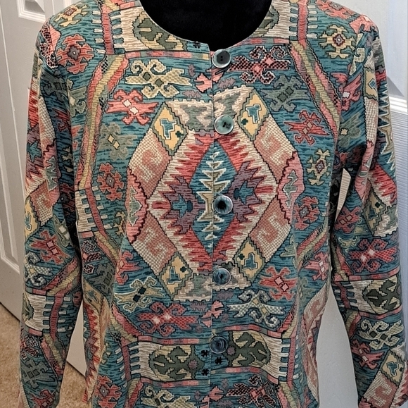 Vintage Coldwater Creek Aztec Print Button Up Casual Jacket  Size PS - Picture 1 of 7